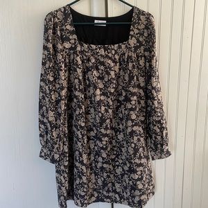 Black and tan floral dress